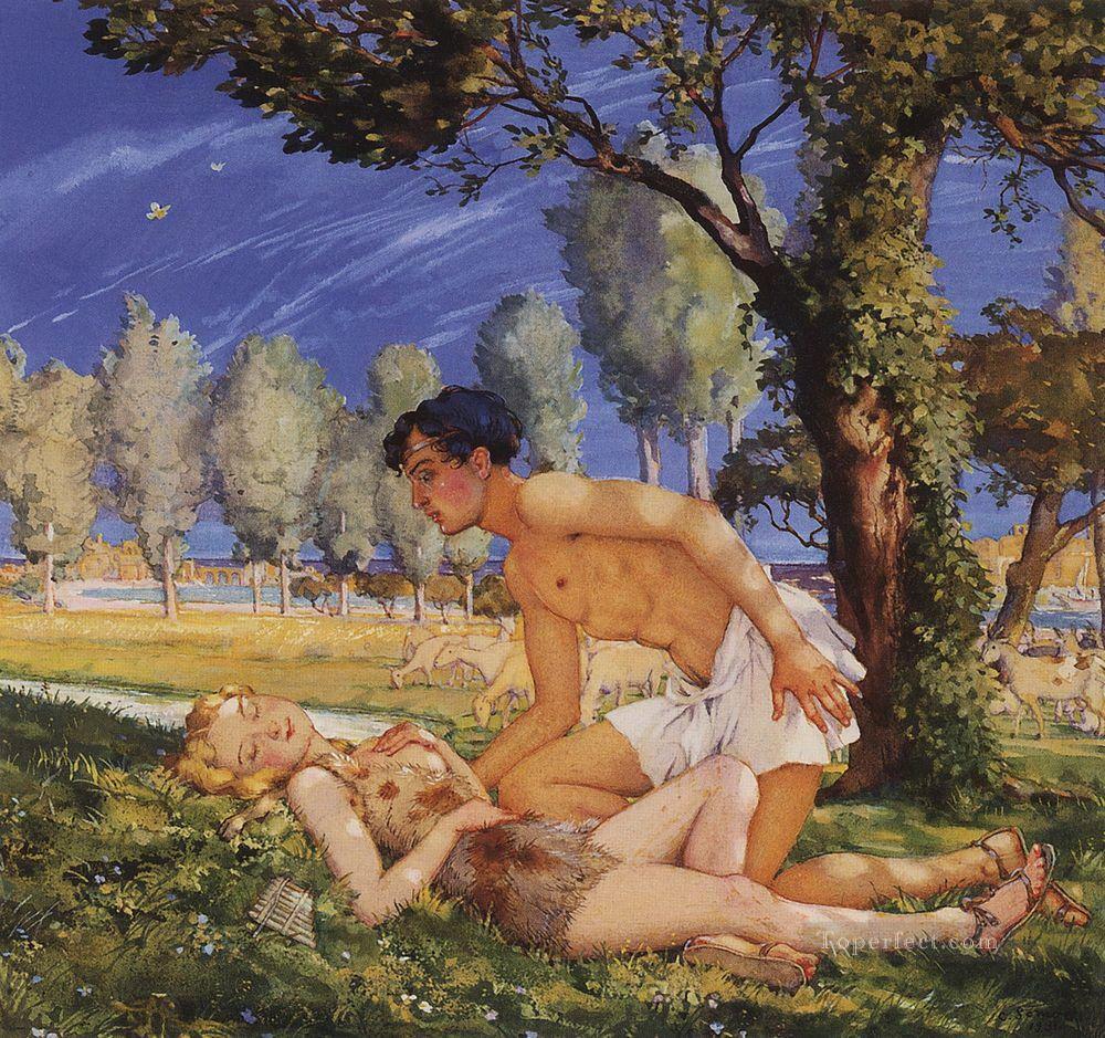 ilustración de la novela dafnis y cloe 4 Konstantin Somov desnudo sexual desnudo Pintura al óleo